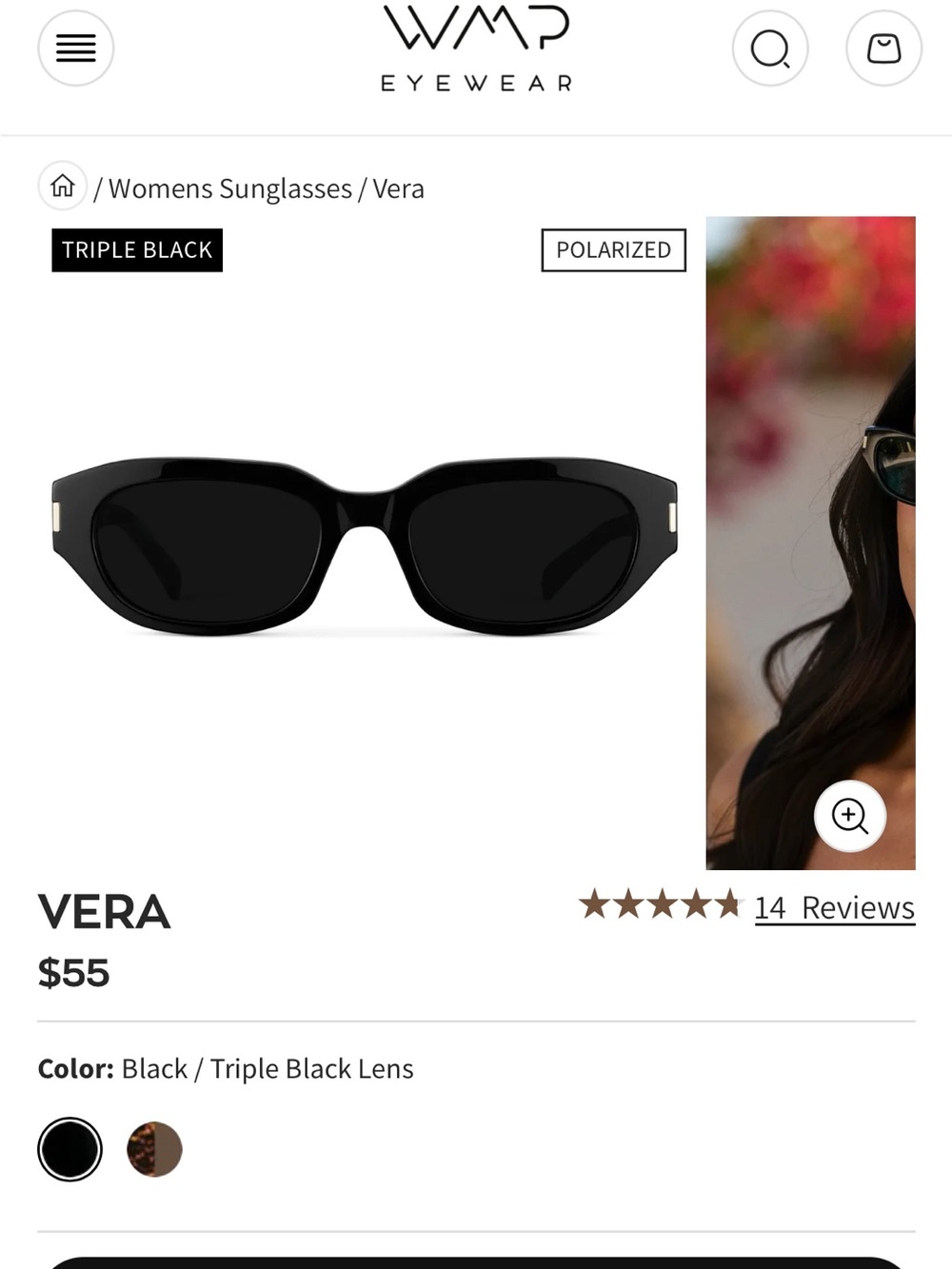 WMP Vera Polarized Women's Sunglasses — Black